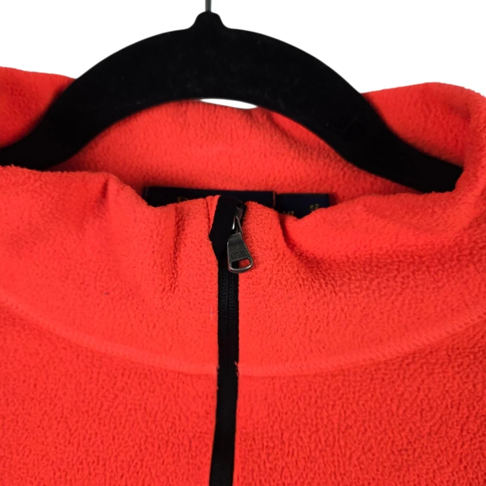 Polo by Ralph Lauren Men's Performance Neon Orange Half-Zip Fleece Sweater